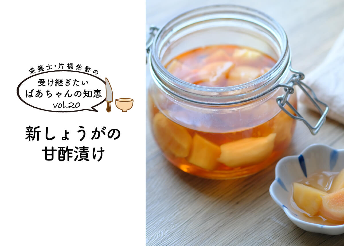 【管理栄養士・片桐佑香の受け継ぎたいばあちゃんの知恵 vol.10】新しょうがの甘酢漬け